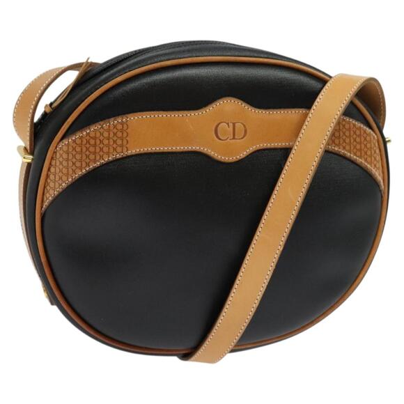DIOR Shoulder Bag Pvc Canvas Black Gold - Picture 1 of 12